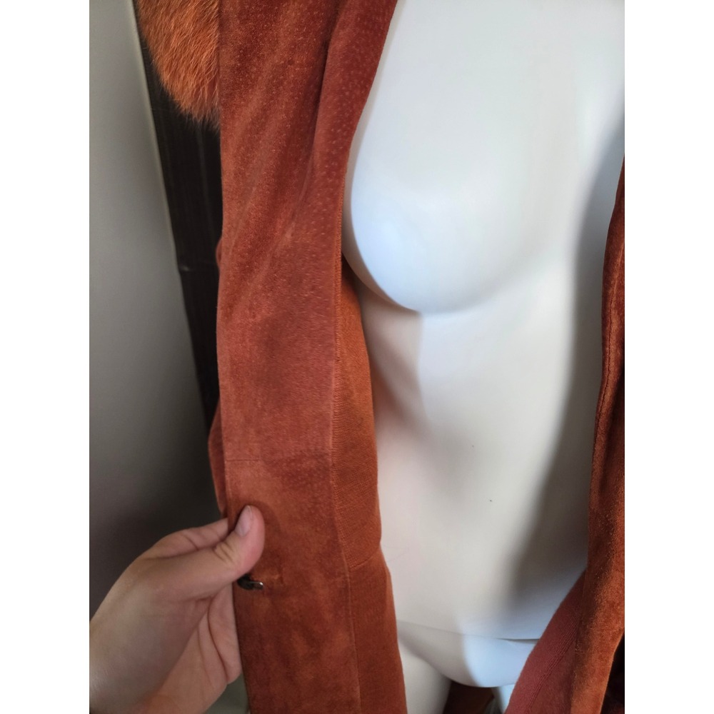 Jean Pecarel Paris 1970 penny lane Vintage Suede real fur Orange rust small - Picture 9 of 16